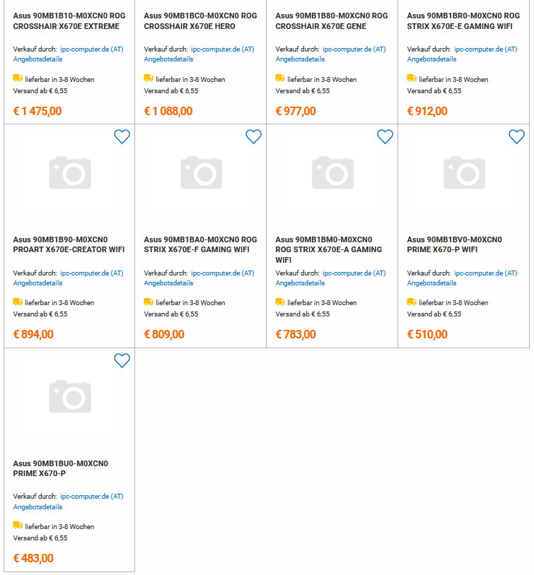 Asus X670E Motherboard Prices